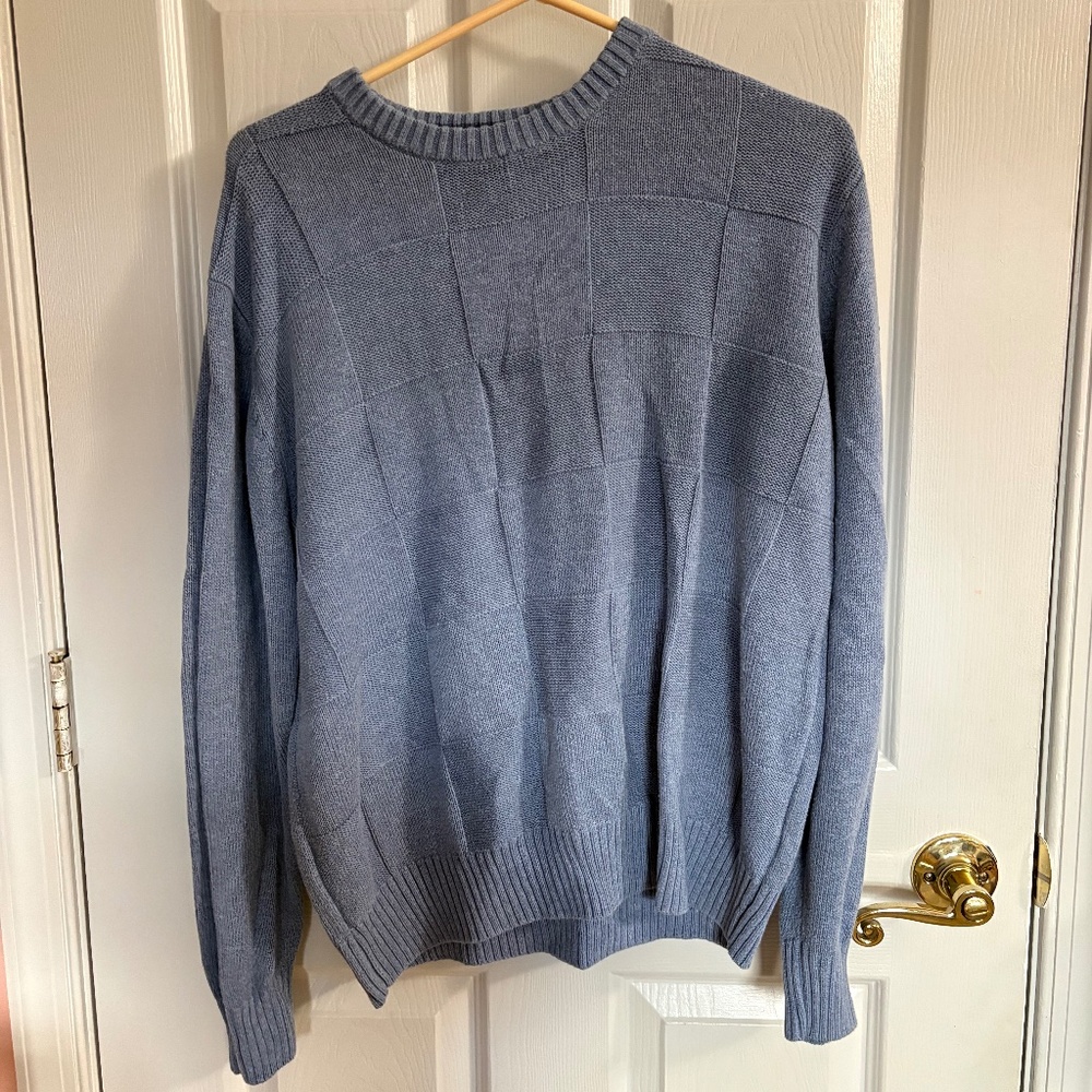 🩵 Tricots St. Raphael Blue Textured Crewneck Sweater | Size L